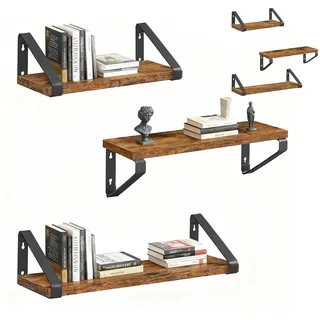 Relaxdays Wandregal 40 x 11 x 12 cm Braun