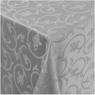 Moderno Tischdecke Tischdecke Stoff Damast Barock Jacquard Ranken Design mit Saum, Eckig 80x80 cm grau Eckig 80x80 cm