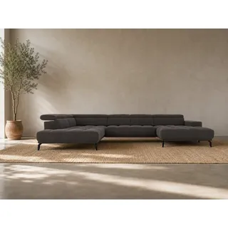 foamnova Wohnlandschaft Uppsala, mit Relaxfunktion, B 400 cm, Elektrischer Sitzvorzug & klappbare Kopfstützen
