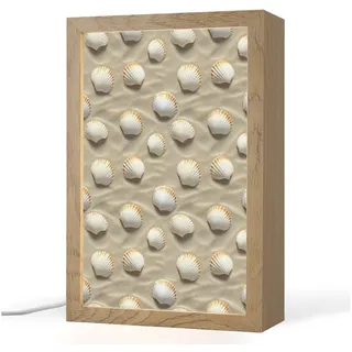 OnlyWow Tischleuchte Lightbox Muscheln - Sand - Maritim, Dimmbar, Farbwechsel, LED, Warmweiß, Kaltweiß, Neutralweiß Einstellbar, Tischlampe, Schreibtischlampe, Desk, Dimmbar, mit Kabel, LED 20 cm x 8 cm x 30 cm