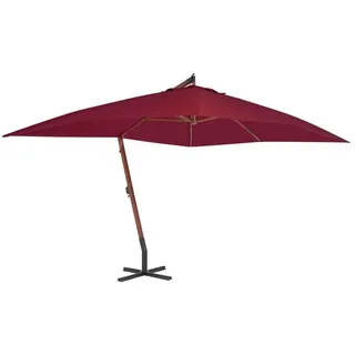 vidaXL Ampelschirm mit Holzmast 400 x 300 cm Bordeauxrot