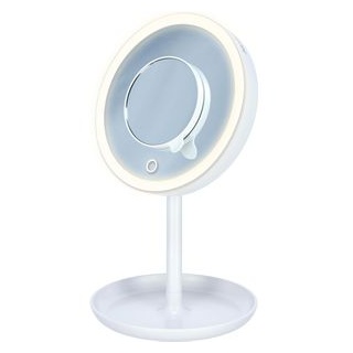 Beurer Kosmetikspiegel BS 45, Ø 17,5 cm, mit Standfuß, Vergrößerung 5fach, LED beleuchtet