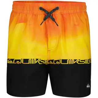 Quiksilver Jungen Volley Swim Trunks with UPF 50+ Sun Protection, Quick Dry Bathing Suit Shorts Badehose, Wordblock, Schwarz, 14-16 - 14-16