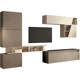 Home Affaire Wohnwand HOME AFFAIRE "Infinity, 7tlg. Breite 285 cm, moderne Mediawand", braun (bronzo, cashmere), B:285cm H:159cm T:40cm, Kastenmöbel-Sets, Wohnwand, 3x Hängewürfel, Würfel-Element, Hängeschrank, Wandregal)