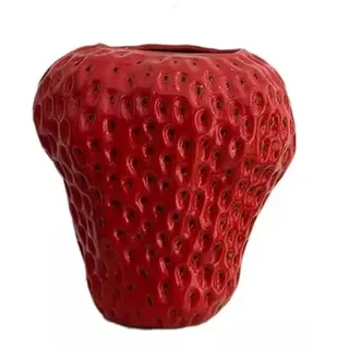 Erdbeervase im Vintage-Stil, Blumentopfvase, dekoratives Ornament, Blumenarrangement für Büro, Gastfamilie, Party, Geschenke, Dekoration (rot)