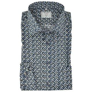 MARVELIS Businesshemd Businesshemd - Comfort Fit - Langarm - Muster - Dunkelblau blau