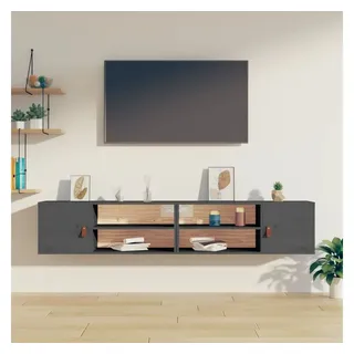 furnicato Wandregal 2er Set Wandschränke Massivholz 80x30x30 cm Grau, 2-tlg., Wandregal mit 4 Fächern und Tür für ordentlichen Stauraum grau 80 cm x 30 cm x 30 cm