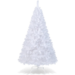 COSTWAY Künstlicher PVC-Weihnachtsbaum-W-Stand-Urlaub-Saison-Indoor-Outdoor-Weiß