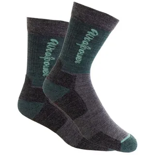 Woolpower Logo Motion Wandersocken 3er Pack Grün/Grau 45-48