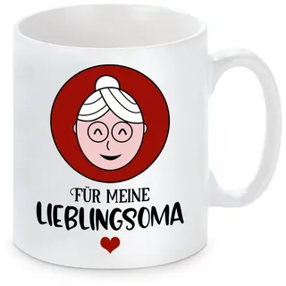 Herzbotschaft Tasse Kaffeebecher mit Motiv Für meine Lieblingsoma, Keramik, Kaffeetasse spülmaschinenfest und mikrowellengeeignet
