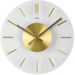 AMS Wanduhr W9319 4,0 goldfarben/weiß
