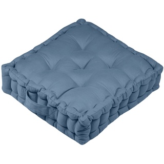 Lovely Casa - Bodenkissen – Größe 45 x 45 x 10 cm – 100% Baumwolle – Farbe Blau – Modell Oxford - Baumwollsatin - außergewöhnliche Qualität – Bequeme Sitzfläche – weich und elegant