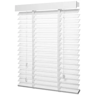 ventanara Jalousie Jalousie Holzjalousie matt Premium Holz Rollo Echtholz 50mm weiß 100 cm x 180 cm