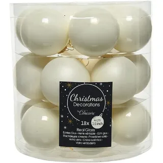 Kaemingk Weihnachtsbaumkugeln Glas 4 cm wollweiß 18 Stück