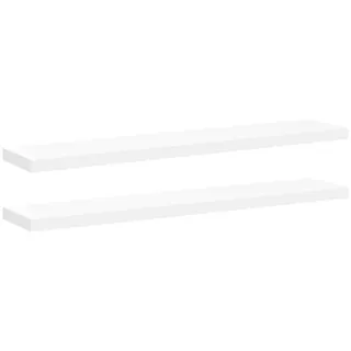 furnicato Wandregal 2er Set Schweberegal 120x23,5x3,8 cm Weiß Wandboard MDF Metall, 2-tlg. weiß 23.5 cm x 3.8 cm x 120 cm