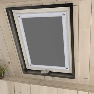 Eurohome 100% Verdunkelung Dachfenster Rollo ohne Bohren Sonnenschutz Verdunkelungsrollo mit Saugnäpfen für Velux-Fenster Grau76x115 cm für P08/408