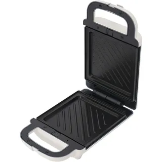 650W Elektrischer Sandwichmaker mit Doppelseitige Heizung, Weiß Multifunktions Waffeleisen Sandwichtoaster mit Antihaftbeschichtung, Klein Tischgrill Kontaktgrill mit Abnehmbare Plattensets
