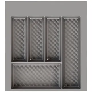 sossai® Besteckeinsatz Besteckkasten für Schubladen 40-90cm in Anthrazit, 45x49cm, 5 Fächer schwarz 45 cm x 5,5 cm x 49 cm