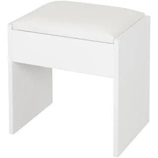 ECD Germany Hocker Weiß 40x43x29,5 cm Holz gepolstert Kunstleder Polsterhocker Schminktischhocker