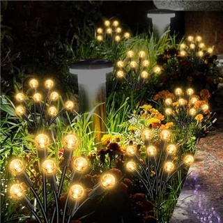 Amouhom Solar Firefly Gartenlichter, 4 Stück 8 LED Solarleuchten für Garten, IP65 Wasserdicht Wegebeleuchtung für Terrasse, Balkon, Treppen, Hof und Weihnachtsdeko
