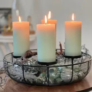 Edler Adventskranz Metall Kerzenhalter  schwarz Weihnachtsdeko Durchmesser 37cm