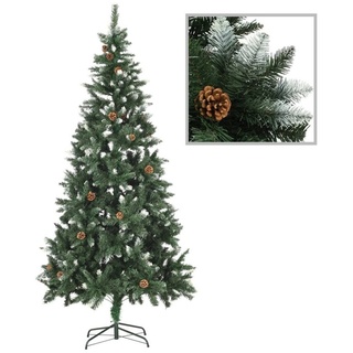 furnicato Künstlicher Weihnachtsbaum Kiefernzapfen Weißem Glitzer 210 cm grün