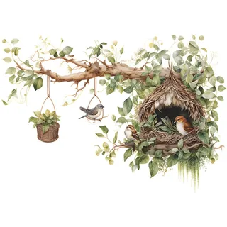 Wandaufkleber Vögel auf Baum Wandtattoos Wanddekoration für Kinder Kinderzimmer Schlafzimmer Wohnzimmer