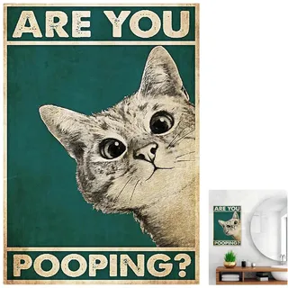 “Are you pooping?" Bist Du Am Pupsen Katze Bild Poster 30X40Cm, Lustige Badezimmer Wanddekoration, Lustiges Katzen Leinwand Gemälde Toilette Deko, Personalisierte Beschilderung, Retro-Wohnkultur