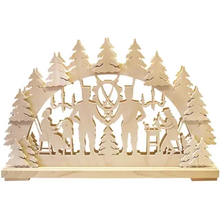 Ratags | LED Lichterbogen Schwibbogen | 43x30 cm | Erzgebirge Weihnachtsbogen | Bergmann