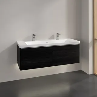 Villeroy & Boch Subway 3.0 Waschbeckenunterschrank, LED-Beleuchtung, 2 Auszüge, Waschbecken mittig, 1272x429x478mm, C601L0AB,