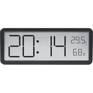 Wanduhr, 20,2 X 2 X 8 Cm, Pendeluhr Mit Temperatur- Und Feuchtigkeitsanzeige, Schwarz.