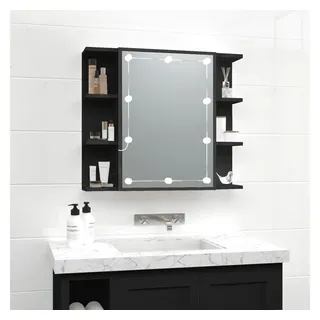 vidaXL Badezimmerspiegelschrank Spiegelschrank mit LED Schwarz 70x16,5x60 cm (1-St) schwarz