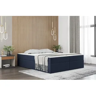 Boxspringbett Schlafzimmerbett PRIMA 180x220cm Stoff Blau inkl. Bettkasten - Blau