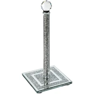 London Boutique Küchenrollenhalter mit Kristallsteinen, freistehend, glitzernd, mit Diamantfüllung, quadratisch, 30 cm hoch, in Geschenkbox