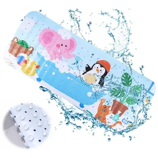 BlingBin Badematte Badewannenmatte Rutschfest, Antirutschmatte Duschmatte Badewanne, Saugnäpfen, Rutschfest, PVC, rechteckig, 100x40cm Duschmatte mit Saugnäpfen & Maschinenwaschbar blau