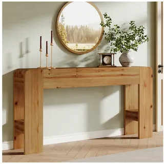 Tribesigns Konsolentisch Massivholz Langer Konsolentisch, Landhaus-Sofatisch hinter der Couch (160 x 30 x 80 cm), für den Bereich hinter dem Sofa, Eingangsbereich, Wohnzimmer und Foyer braun