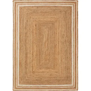 benuta pure Juteteppich, Weiß, Textil, Beton Optik, Rechteckig, 200x300 cm, Gots, für Fußbodenheizung geeignet, Teppiche - Böden, Teppiche