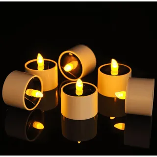 FAOKZE Solar Teelichter für Außen,6 Stück Solarkerzen Außen Flackernd,Solar Teelicht Wasserdicht für Patio Garten Hochzeit Party Urlaub Weihnachten Neujahr Dekoration,5,2 x 6 cm