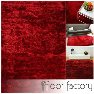 floor factory Hochflor-Teppich Satin, quadratisch, Höhe: 40 mm rot quadratisch | 200 cm x 200 cm x 40 mm