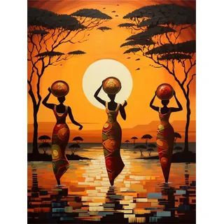 Malen nach Zahlen Erwachsene Afrika DIY Ölmalerei Frau Malen nach Zahlen Kinder Kits, auf Leinwand Acrylmalerei Nach Zahlen mit Pinseln Leinwand, Zimmer Deko Wohnzimmer Gifts, 50x70cm (Rahmenlos)