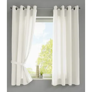 Gardinenbox Berlin Ösen 140 x 175 cm creme 2 St. inkl. 2 Raffhalter