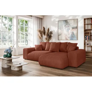 Ecksofa HOME AFFAIRE "LAKESIDE mit Bettfunktion und Bettkasten, B/T/H 257/166/84 cm", rot (ziegelrot), B:256,5cm H:84cm T:166cm, 100% Polyester, Sofas, Ecksofa, L-Form, Recamiere beidseitig montierbar, mit Wellenunterfederung