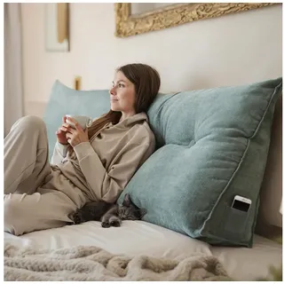 Björn&Schiller Rückenkissen Lesekissen für Bett und Sofa Keilkissen mit waschbarem Bezug, Ideal zum Anlehnen im Bett, türkis, 200 cm lang 20 cm x 200 cm x 50 cm