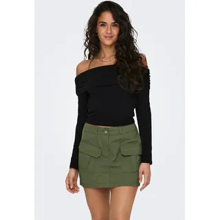 Langarmshirt ONLY "ONLLIVE LOVE L/S OFF SHOULDER CS TOP", Damen, Gr. L, schwarz, Jersey, Obermaterial: 95% Baumwolle, 5% Elasthan, unifarben, regular fit kurz, Carmenausschnitt, Shirts Langarmshirt, Baumwollmischung, regular fit, cropped fit, schulterfrei