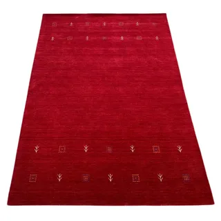 Gabbeh Teppich Rot 100% Wolle Orientteppich Handgewebt Loom Brücke G543 T6 (Maße: 140X200 cm)