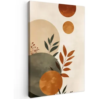LEINWANDBILD Formen - Rund - Blätter - Beige Wanddeko 40x60 cm