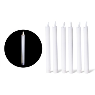 Novaliv, LED Kerzen, Weiße LED Stabkerze mit Timerfunktion 6er Set - Stabkerze LED bewegliche Flamme Timer - 20cm Höhe (6 x)