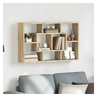 furnicato Hängeschrank Wandregal Sonoma-Eiche 85 x 16 x 52,5 cm aus Holzwerkstoff (1-St) Schwebendes Wandboard mit acht Fächern für Ordnung im Wohnzimmer braun