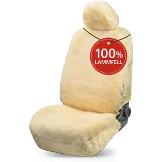 Walser Premium Lammfell Autositzbezug Maya - 100% Lammfell für Auto Vordersitze, 1 Stück, Fell, Beige