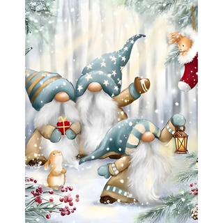 NAIMOER Weihnachten Diamond Painting Kits für Erwachsene Kinder, 5D Diamant Painting Gnomes Bilder Erwachsene, Diamond Painting Weihnachten Bilder Kinder Malerei Set für Home Dekor 30x40cm